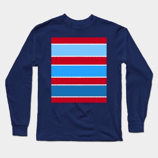 Blue and Red Nautical Wide Stripes Long Sleeve T-Shirt